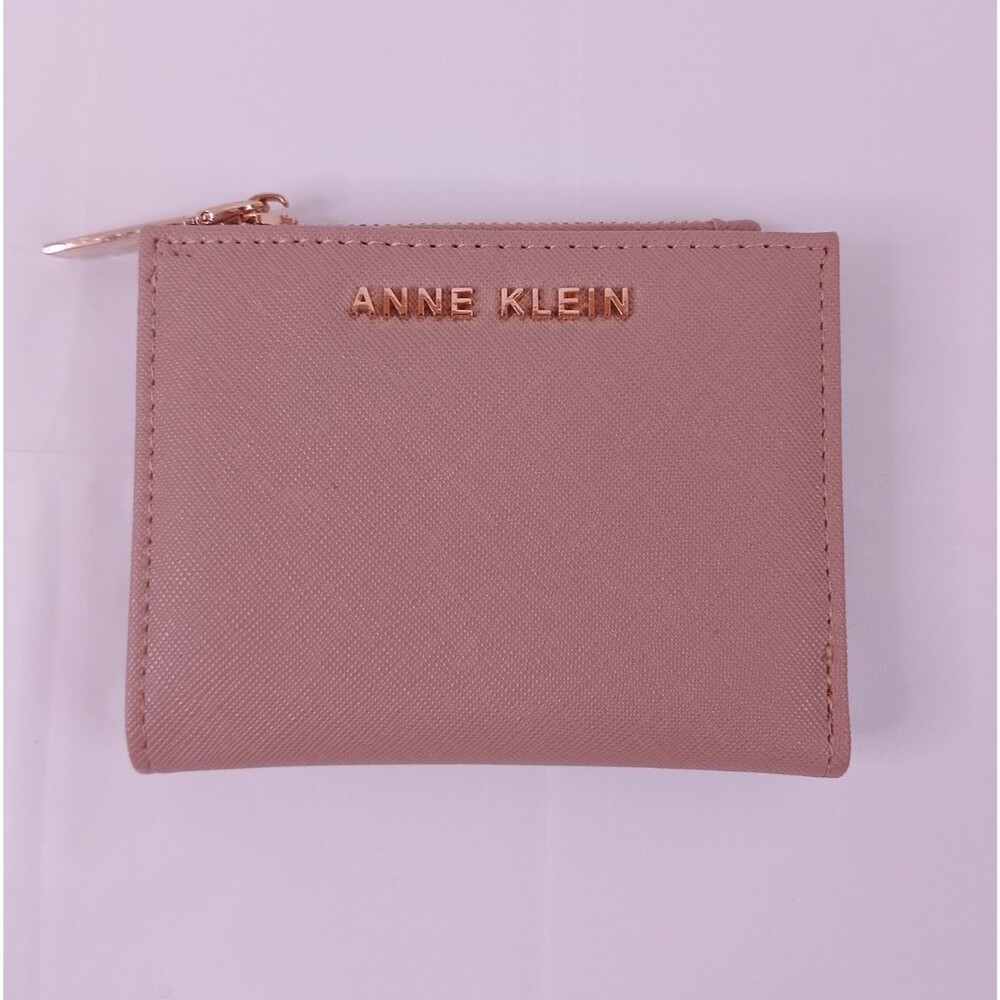 Anne Klein Women’s Small Bifold Wallet Tan Faux Leather Zip